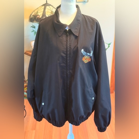 Cumberland Bay Mens Windbreaker with Harley Davidson Emblem Size XL Black - Picture 1 of 16